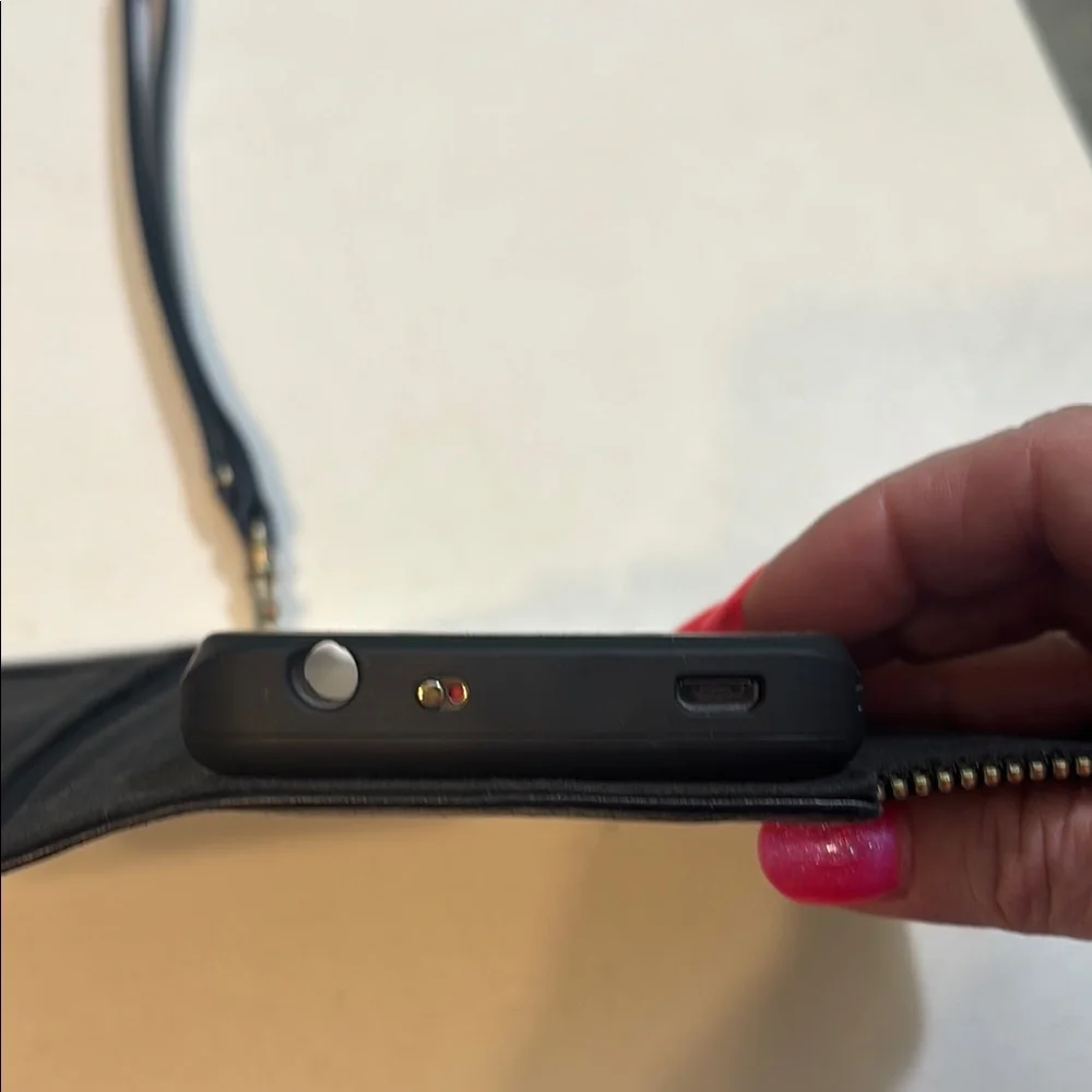Rebecca Minkoff Black Leather Charger Wristlet